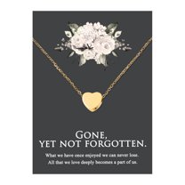 Anavia Mini Heart Cremation Jewelry Stainless Steel Keepsake Memorial Urn Necklace for Human with"Gone, yet not forgotten" Comfort Card-[Gold]