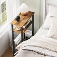 thumbnail image 5 of Narrow Side Table with Storage Basket Skinny End Tables for Smalls Spaces 3 Tier Sofa Small Nightstand Slim Bedside Living Room Bedroom Rustic Brown MLBZ22RB, 5 of 5