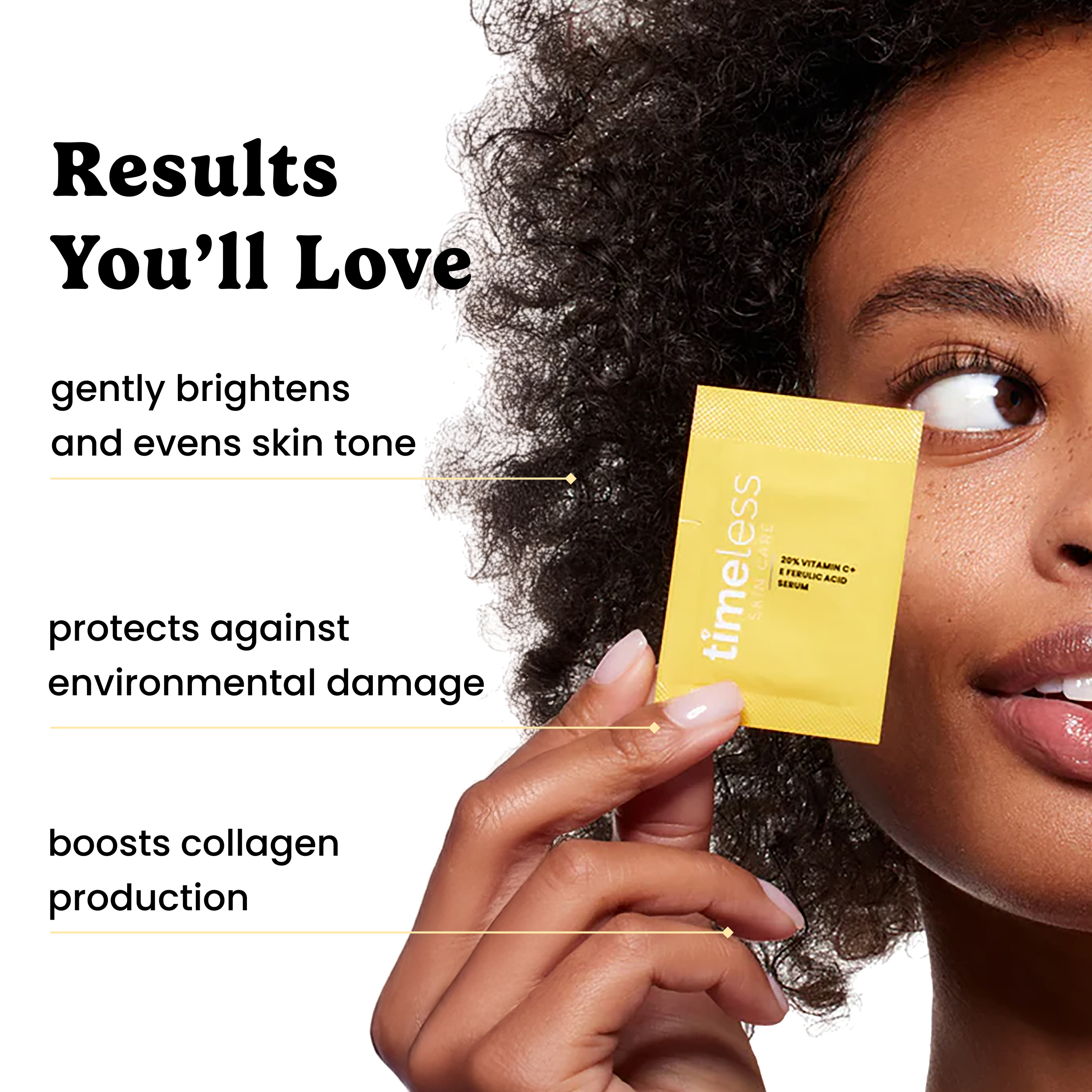 Timeless Skin Care Vitamin C Serum with Vitamin E & Ferulic Acid - Brightening Serum - for Oily & Dry Skin - Fragrance-Free - Pouches