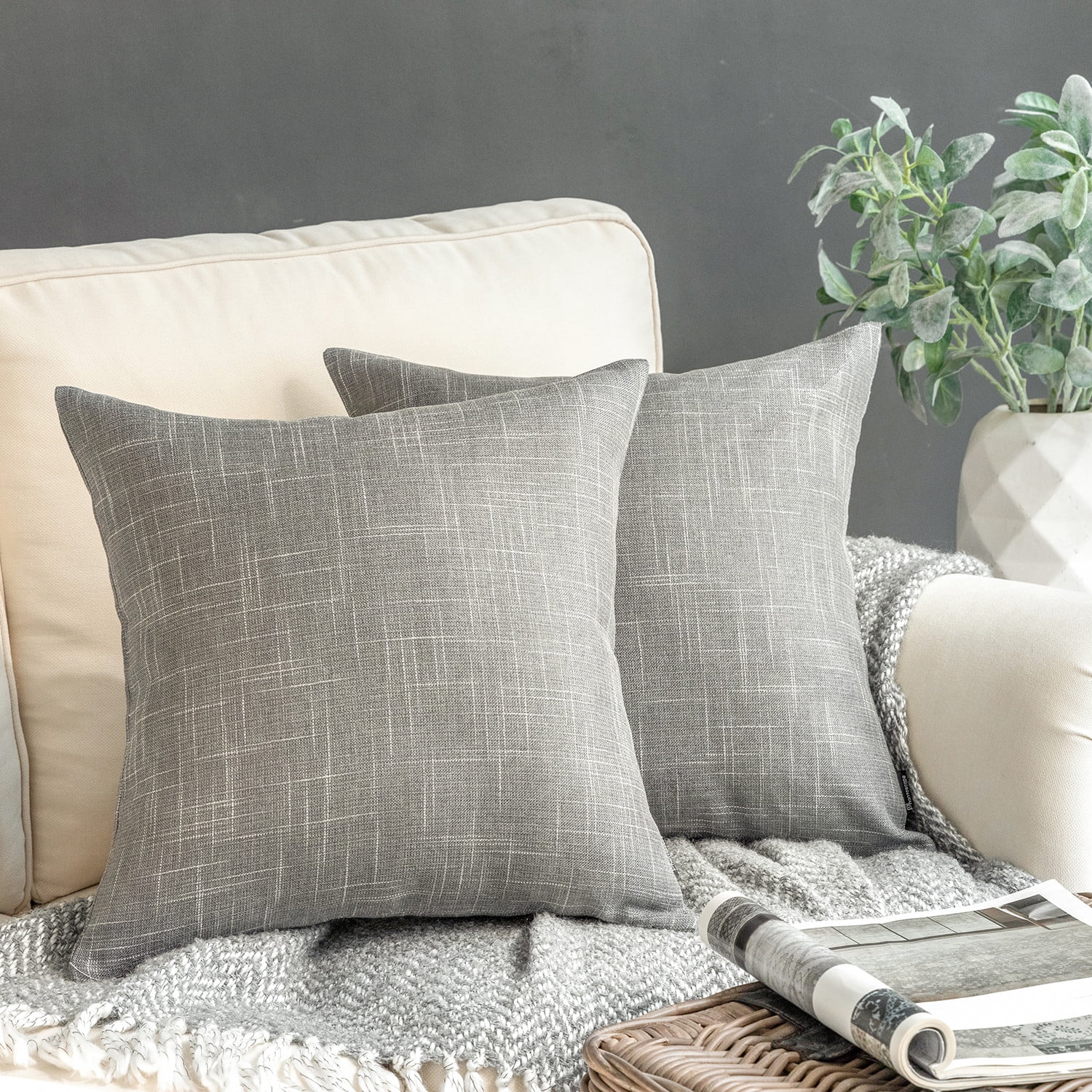 Phantoscope Soft Textured Linen Burlap Series Decorative Throw Pillow
