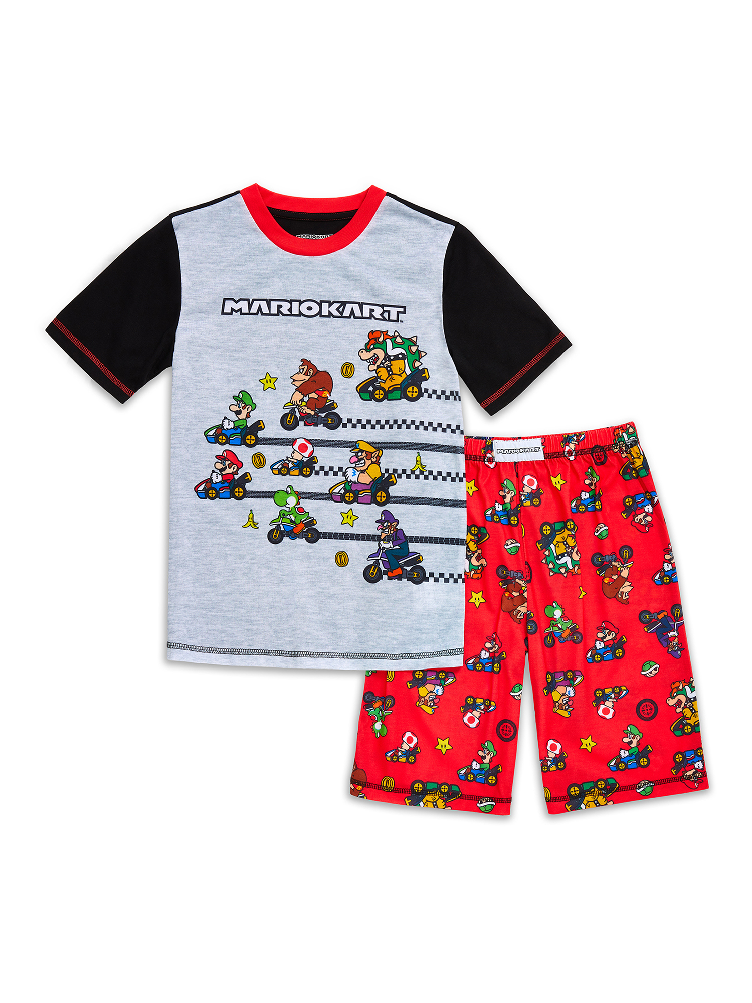 Boys Small 6-7 Mariokart Super Mario Pajamas Short Sleeve Shirt Shorts PJ Set