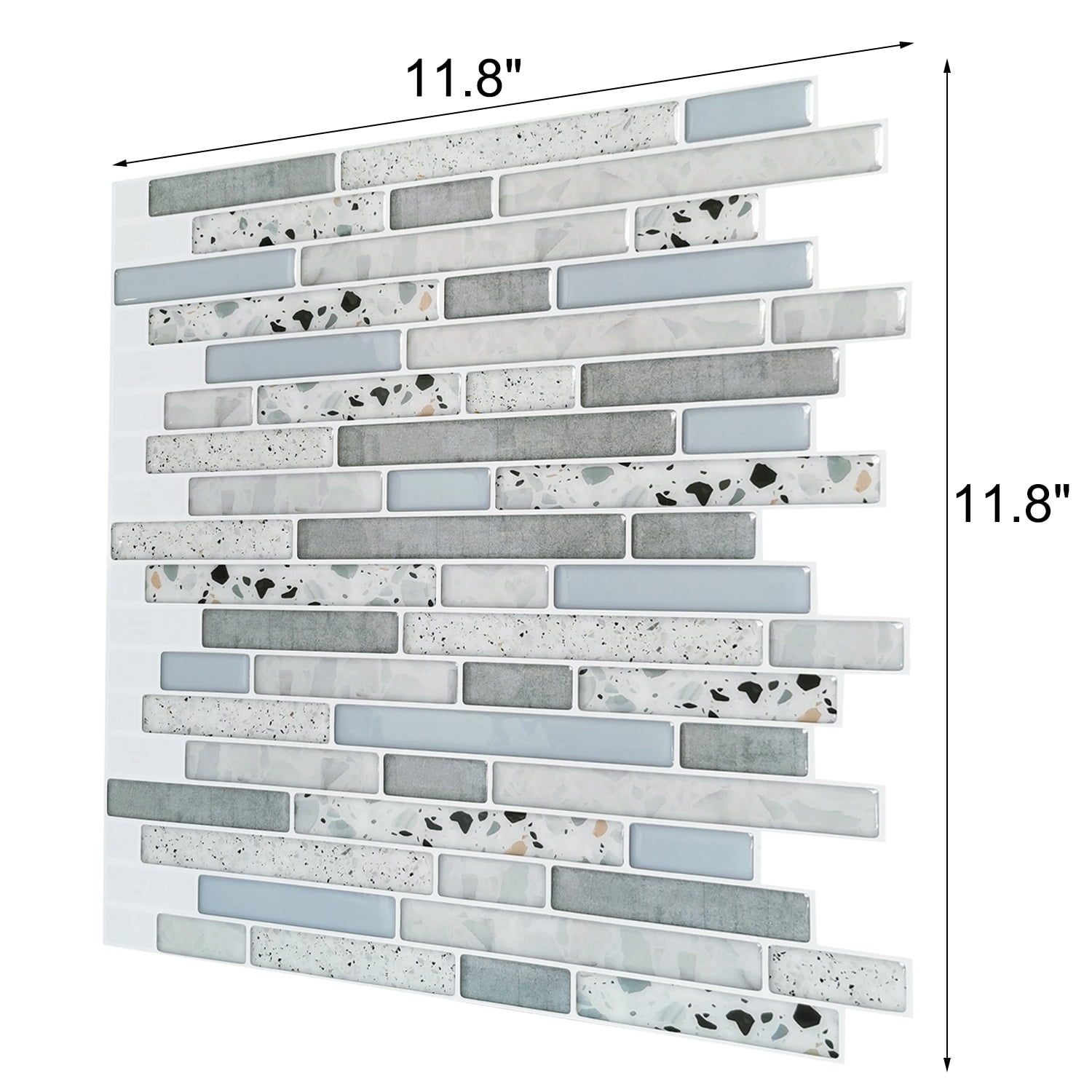 12 in. x 12 in. x 0.06 in. Vinyl Azure Grey Peel and Stick Backsplash Tile for Kitchen/Bathroom (10-Tiles/Pack)