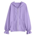 thumbnail image 6 of Stamzod Women's Fashion Hoodies & Sweatshirts Ruffled Long Sleeve Zip Up Jacket with Pockets 2026 Fall Hoodie Purple-3 L, 6 of 6