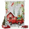 thumbnail image 2 of Christmas Truck Shower Curtain, Xmas Trees Red Birds Snowflake Winter Gift Waterproof Fabric Shower Curtains with 12 Hooks, Bathroom Curtain Set for Bathroom Accessories Decor, 72 x 84 Inches, 2 of 9