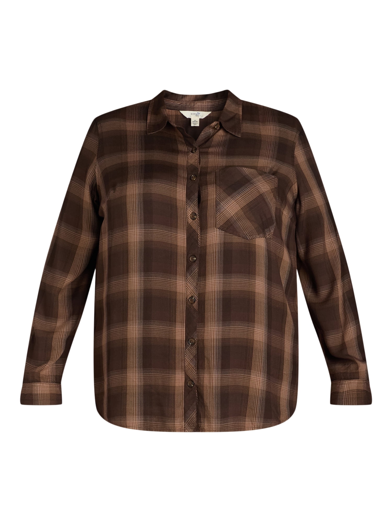 Terra & Sky Women's Plus Plaid Button-Down Shirt, Sizes 0X-5X
