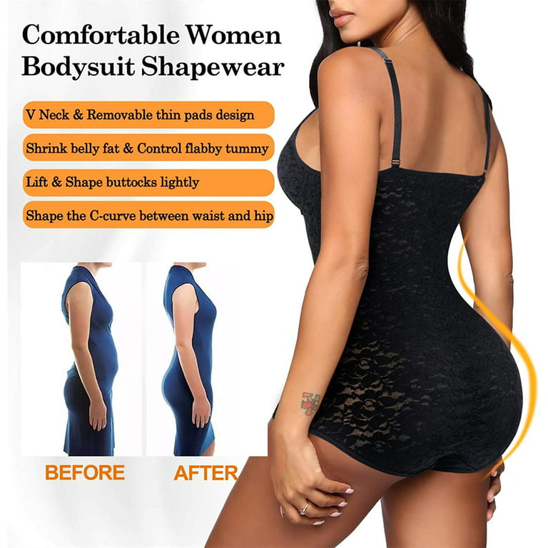 Irisnaya Shaping Bodysuit Shapewear Women Tummy Control Waist Trainer Full  Body Shaper Under Dress V Neck Bra Jumpsuit Top