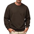 thumbnail image 2 of Leidass Mens Oversized Crewneck Fleece Sweatshirt Long Sleeve Pullover Fall Winter Casual Work Top Brown S, 2 of 7