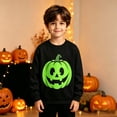 thumbnail image 2 of SJLDQY Halloween Glow In The Dark Sweatshirts for Boys Hallowmas Pumpkin Graphic Sweatshirt Fall Winter Lined Long Sleeve Crew Neck Pullover Tops, 2 of 4