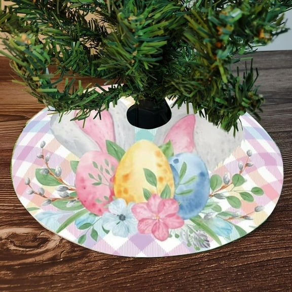 Easter Cute Bunny Egg Spring Tree Skirt Spring Festive Atmosphere Easter Family Gathering Easter Party Tree Skirt (90cm)Easter Decorations for Home Home Decor