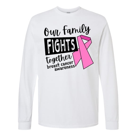 Inktastic Our Family Fights Together Breast Cancer Awareness Long Sleeve T-Shirt
