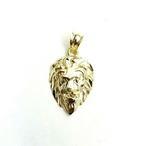 New 10k yellow Gold lion head face Leo zodiac Pendant charm fine jewelry 1.9g