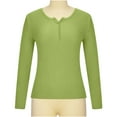 thumbnail image 3 of Itsame Women Pullover Sweaters Loose V-Neck Sweater Long Sleeve Button Sweatertop Green Size XL, 3 of 7