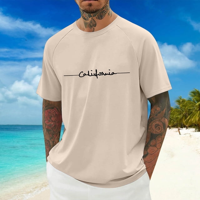 T-shirt Graphique Lettre Ville Mode Urbaine Manches Raglan Col Rond Confort Quotidien pour Hommes avec Ambiance Décontractée Quotidienne
