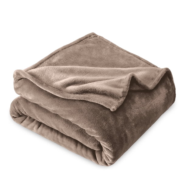 Bare Home Manta de Felpa Polar de 300 G/M², Microfibra Mullida, Suave y Afelpada, Tamaño Matrimonial/queen, Color Topo