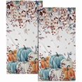 thumbnail image 1 of wonima44 Fall Orange Pumpkin Hand Towels Set of 2 Eucalyptus Leaves Bath Towel Seasonal Dish Towel Absorbent Guest Fingertip Towel for Home Gift, 1 of 1