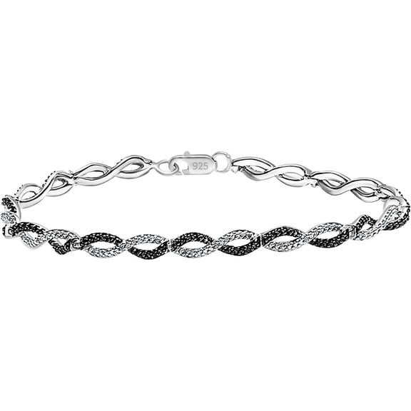 Dazzlingdaimonds Jewels 4.00 Ct Round Cut Black Diamond Womens Wedding Tennis Bracelet 14K White Gold Plated 925 Sterling Silver