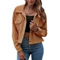 thumbnail image 1 of Gihuo - Chaqueta de pana recortada con botones para mujer Adepaton HMFJ303-3, 1 of 1