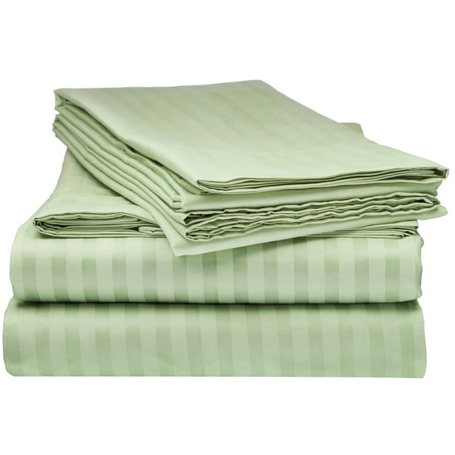 ELAINE KAREN 1800 Series - Soft Brushed Microfiber - Striped FULL Bed Sheet Set, Sage