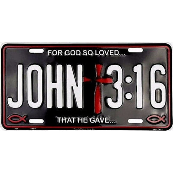 John 3:16 Christian Christ Aluminum Metal Novelty Car License Plate Tag