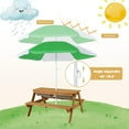 thumbnail image 4 of Olakids Kids Picnic Table, 4 in 1 Outdoor Toddler Sand Water Wooden Table and Chair Set with Removable Umbrella, Children Activity Furniture  Set for Patio Garden Backyard, 4 of 9