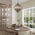thumbnail image 3 of Noble House 6-Light Farmhouse Orb Chandelier, Adjustable Height, for Bedrooms Entryway Living Room, Wood, 3 of 8