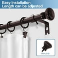 thumbnail image 2 of Urbanest Single Curtain Rod with 24 Clip Rings & Decorative Fluted Ball Finials – Classic Metal Window Drapery Rod Set, Heavy-Duty & Adjustable, 5/8" Diameter, 84" to 120", Oil-rubbed Bronze (ORB), 2 of 6