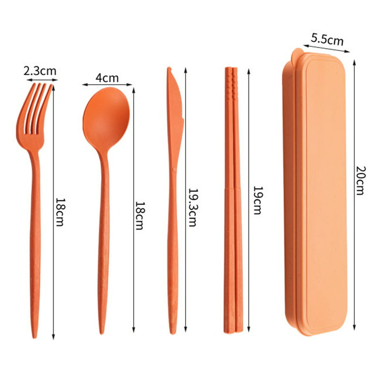 4 Sets Reusable Utensils Set With Case Chopsticks Cutter Fork