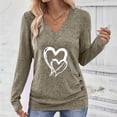 thumbnail image 2 of Busydd Womens T Shirts Fashion Heart Print Long Sleeve Going Out Tops for Women Casual Versatile Loose V Neck Womens Tops L, 2 of 8