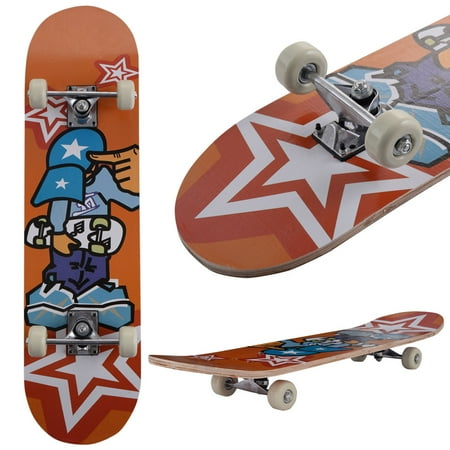 Skateboard Truck Parts - Costway 31'' x 8'' Professional Kids Skateboard Complete Wheel Trucks Maple Deck Wood Gift