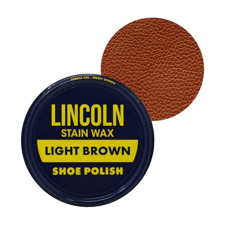 Lincoln Stain Wax Shoe Polish Light Brown 2.125 oz Carnauba Wax Shine Pack 1