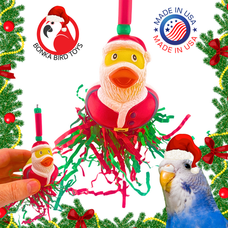 Bonka Bird Toys 2728 Christmas Santa Duck Festive Chew Forage Parrot Cage Toy