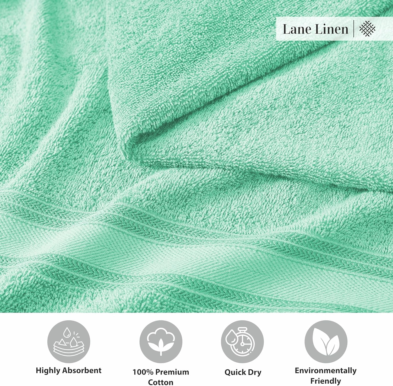 Luxury Bath Towels Set - 3 Piece Set, 100% Cotton Bathroom Towels, Zero Twist, Quick Shower Towels, Absorbent Bath Towel, Super Soft, 1 Bath Towel, 1 Hand Towel, 1 Wash Cloths - Aqua Sky