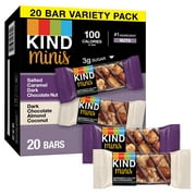 KIND Minis Salted Caramel Dark Chocolate Nut & Dark Chocolate Almond Coconut Bars, Variety Pack, 0.7 oz, 20 Count