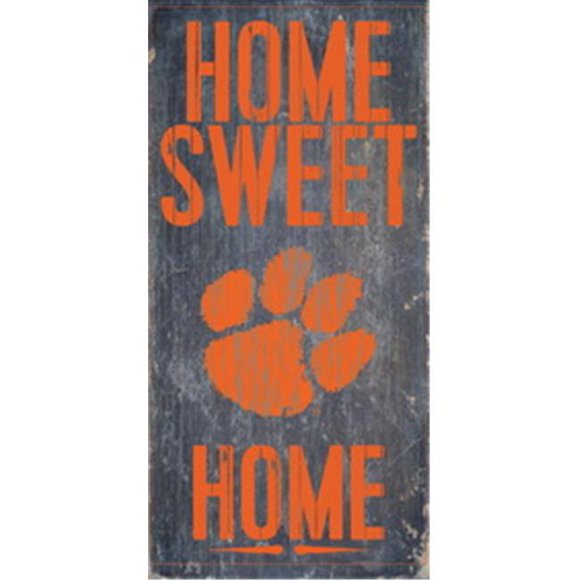 Clemson Tigers Wood Sign - Home Sweet Home 6"x12"