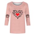 thumbnail image 3 of Cute Paw Heart Shirts for Women Casual 3/4 Length Sleeve Tshirt Crewneck Pullover Top Blouse Trendy, 3 of 3