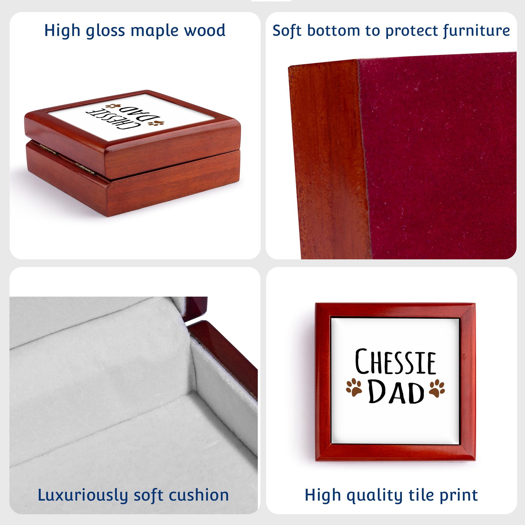 3dRose, Chessie Dog Dad - Chesapeake Bay Retriever love - Doggie by breed - brown paw prints - doggy lover, Jewelry Box 5.5x5.5 inch with 4 inch tile
