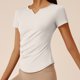 thumbnail image 5 of Pantalones de Yoga de Verano para Mujeres Ligera Camiseta de Manga Corta con Cuello en V, Camiseta Pliegada para Correr Y Yoga, 5 of 8