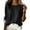 Black-13, variant on Women's Chambray Round Neck Blouse, Roll Tab Sleeve Denim Top, Casual Side Button Shirt