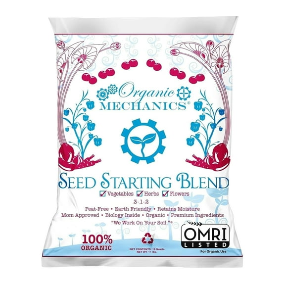 Organic Mechanics Seed Starting Potting Soil Blend, 16 qt – Provides Optimal Seed Germination with Coconut Coir, Aged Pine Bark, Rice Hulls, and Worm Castings – Peat-Free & Eco-Friendly