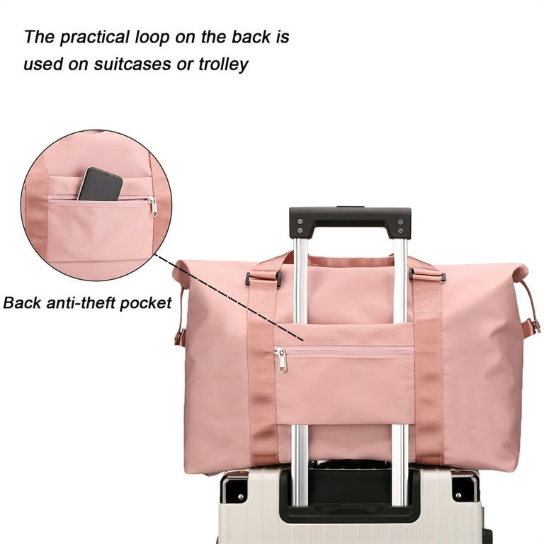 Forestfish Sports Gym Duffle Bags for Women Men with Trolley Sleeve Nylon Large Portable Waterproof Lightweight Travel Weekender Overnight Tote Duffle