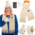 thumbnail image 1 of Juego de bufanda, gorro y guantes con calefacción KLADNDER, 3 piezas para mujeres y hombres, 1 of 7