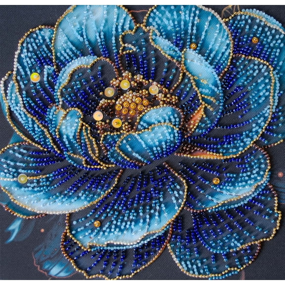 Wizardi Mid-Sized Bead Embroidery kit - Royal Bloom. Colorful Beads, Beading Needles. DIY Kit. Embroidery for Beginners. Home Decor. AMB-124 Abris Art