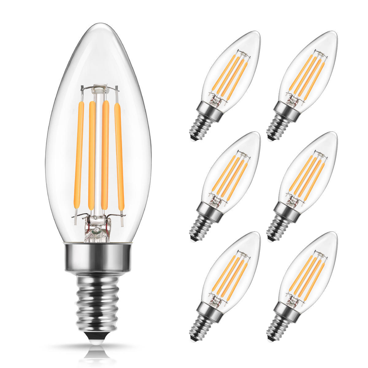 YANSUN B11 Candelabra Base LED Filament Light Bulbs, 4W (40W Equivalent