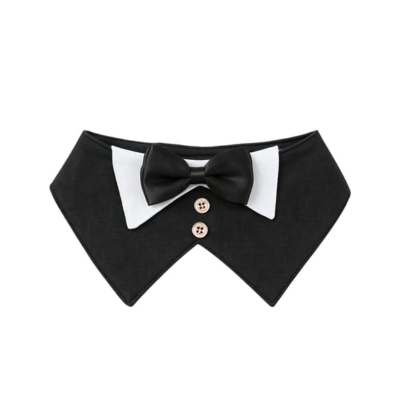 Formal Dog Tuxedo Bandana, 1 PCS Dog Tuxedo Cotton Bandana Dog Wedding Collar with Bow Tie and Neck Tie for Dogs, Black L