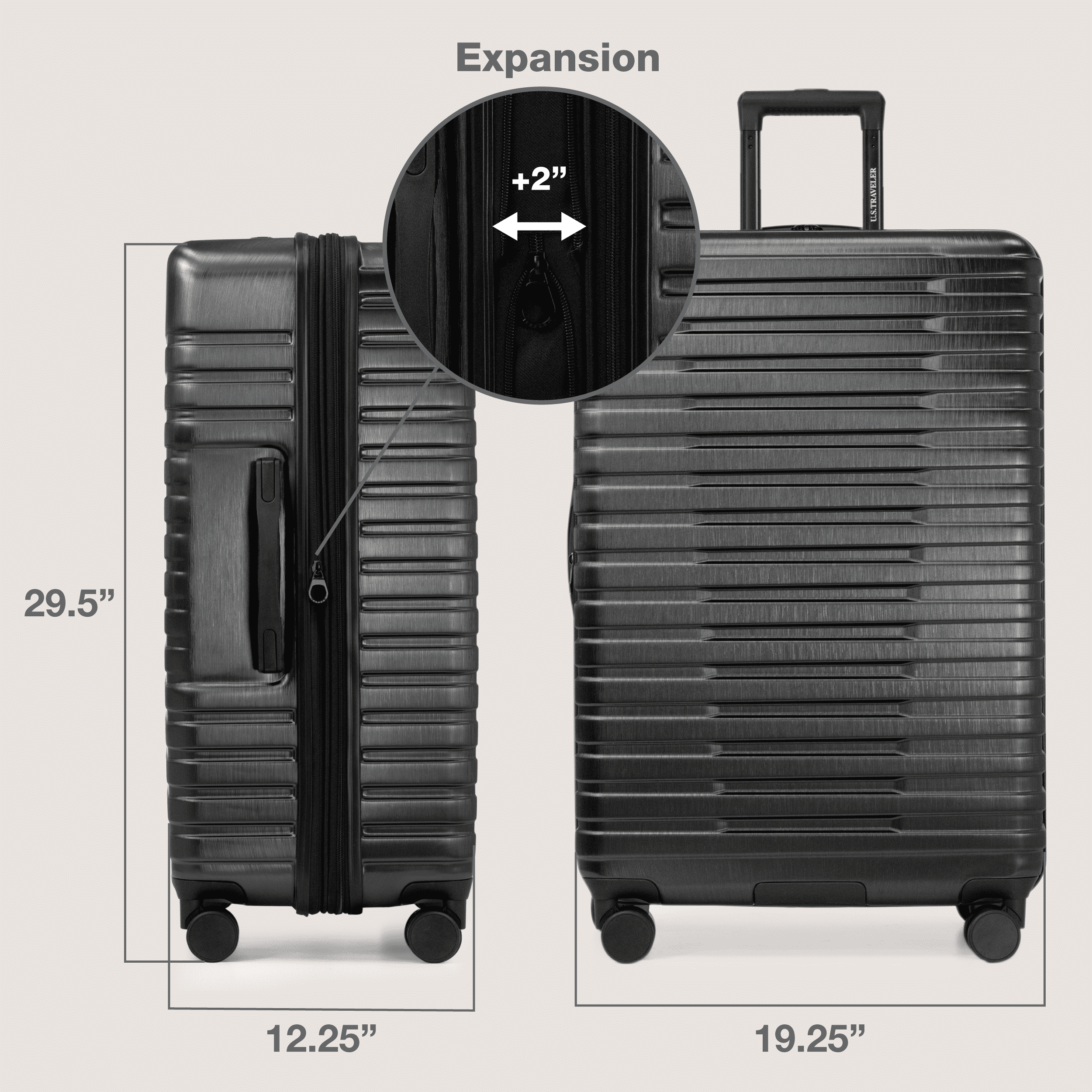U.S. Traveler Boren Hardside Rugged Spinner Luggage, Black, 30" Checked Large