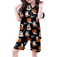 thumbnail image 4 of JAJAHO Halloween Kids Pajamas Set Boys Girls Satin 3 Piece Short Sleeve Sleepwear With Pants And Shorts 3-13Y, 4 of 7