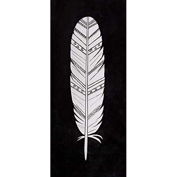 BEGIN DECO MAISON - HOME DECOR Black and White Feather Wrapped Canvas, 20x60