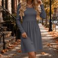 thumbnail image 4 of Women Solid Square Neck Long Sleeve Ribbed Knit Dress Casual Fitted High Waist Midi Dress Autumn Winter Dark Gray XL(XL), 4 of 9