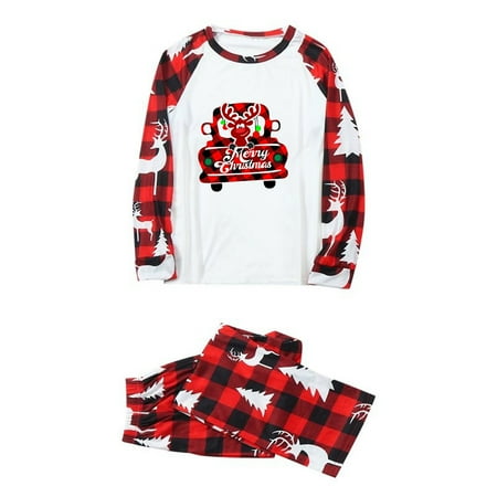 

Fiudx Christmas Men Dad Printed Blouse O-Neck Tops+Pants Family Matching Pajamas Set New 1774