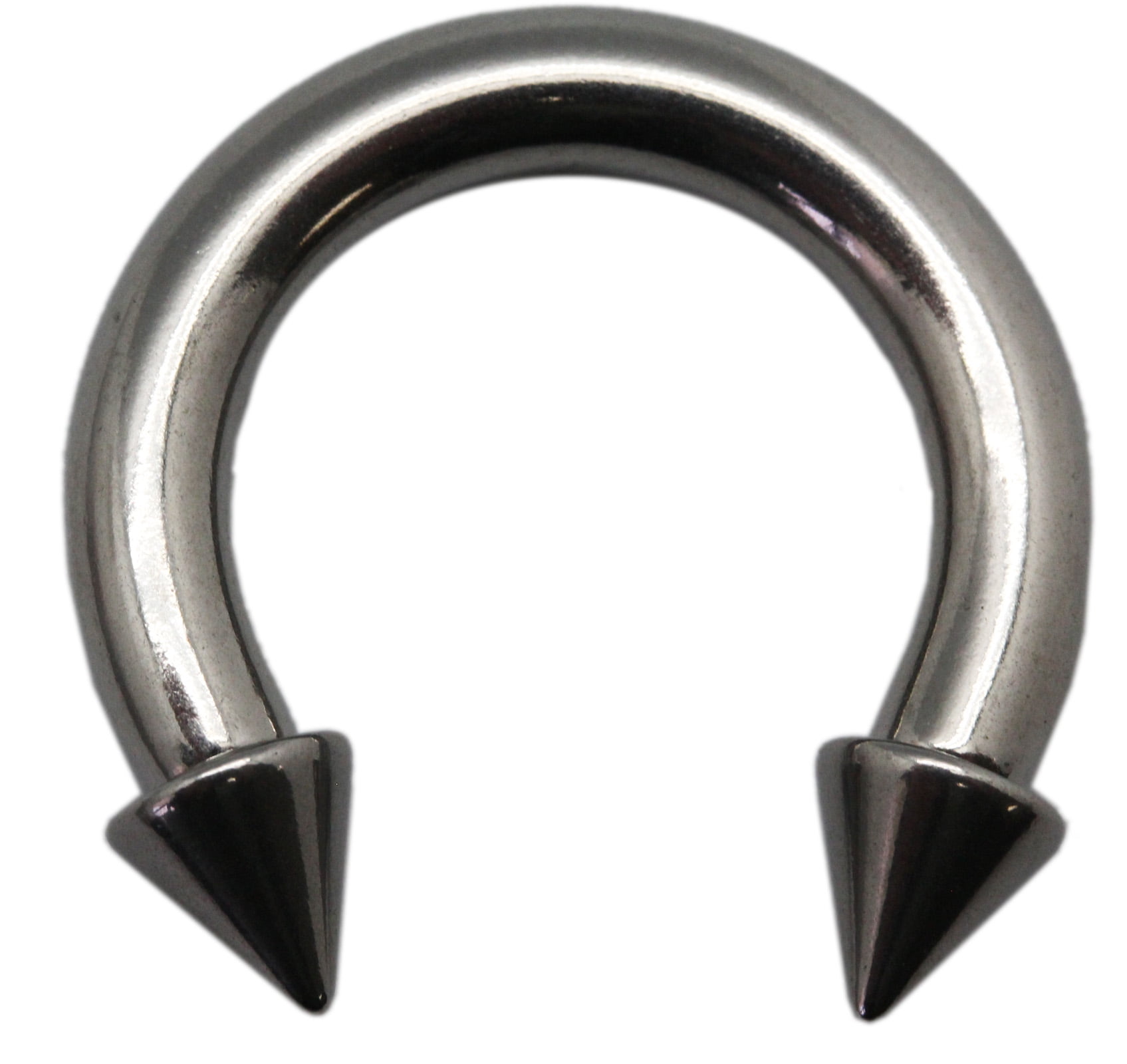 Spiked Silver Horseshoe Barbell Piercing (4 mm, 6 Gauge) 1 Piece
